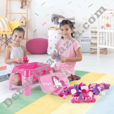 Детска занимателна масичка с конструктор DOLU UNICORN
