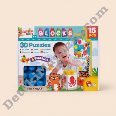 Бебешки пъзел с конструктор Lisciani Carotina Baby 3D любими животни