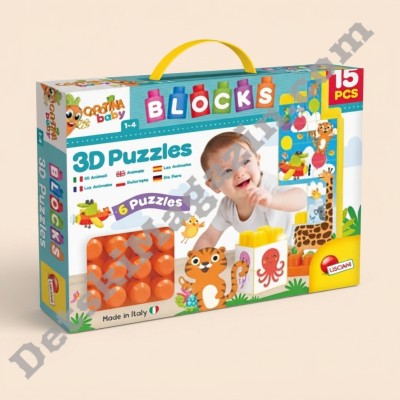 Бебешки пъзел с конструктор Lisciani Carotina Baby 3D любими животни